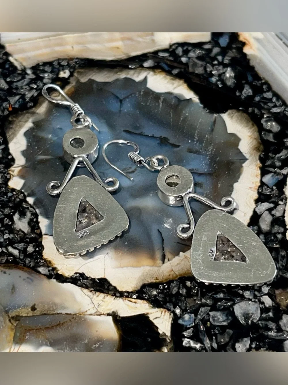Honey Dendritic Agate & Labradorite Earrings 2 1/4”